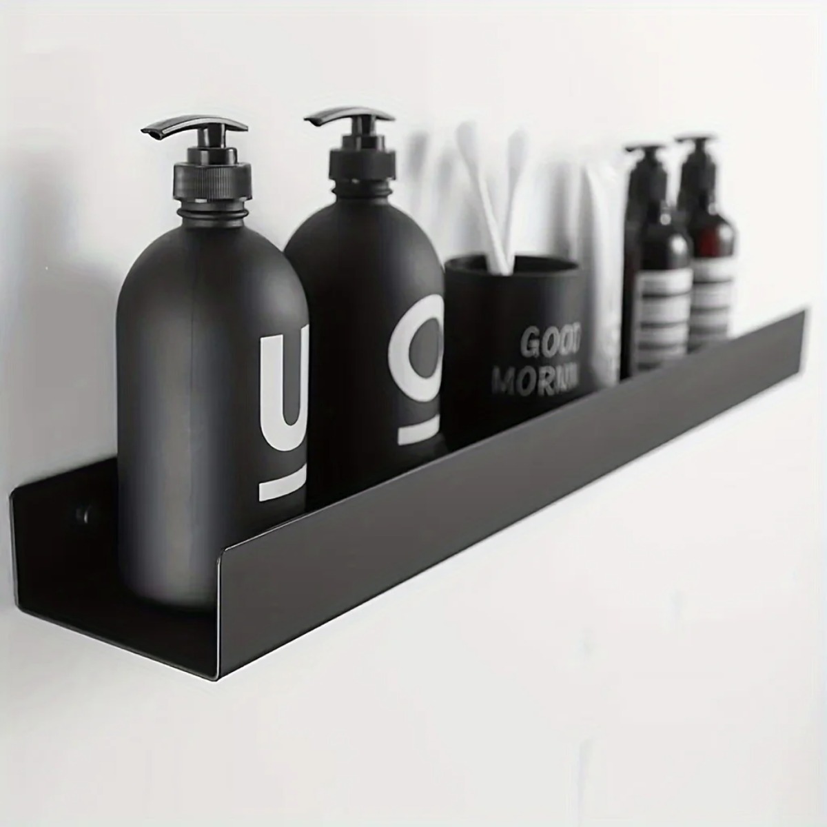 Cycling Gear Organizer Wall - Classic Wall-Mounted Metal Shelf Black Lacquered