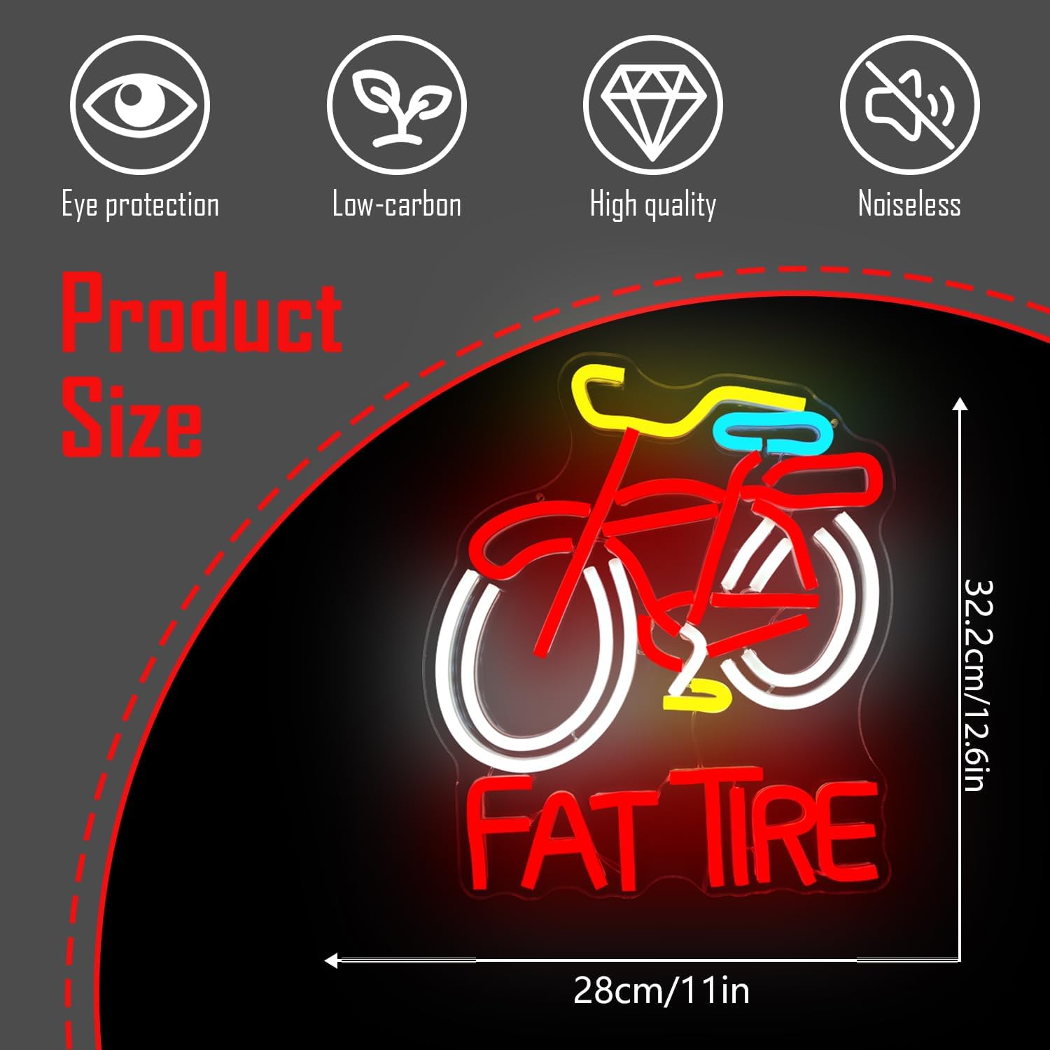 Fat Tire Bike LED Neon Sign US - Cycling Gear Shop review and price