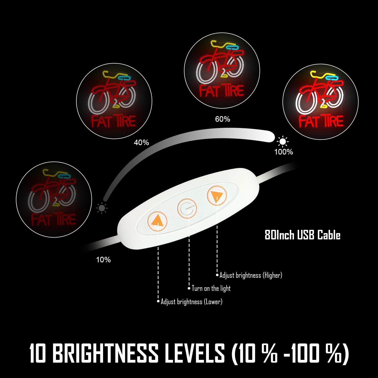 Fat Tire Bike LED Neon Sign US - Cycling Gear Shop review and price
